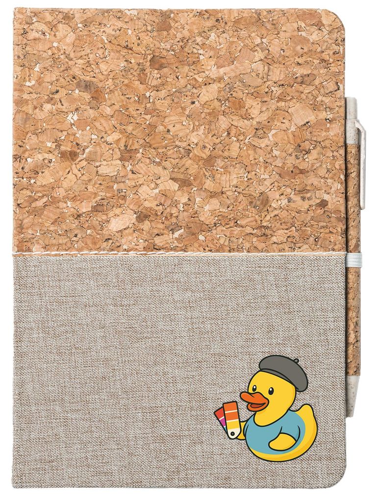Huuraa Notizbuch A5 Quietscheente Grafikdesign Comic Gummiente 80 Blatt inkl. Kugelschreiber Tagebuch Geschenkidee
