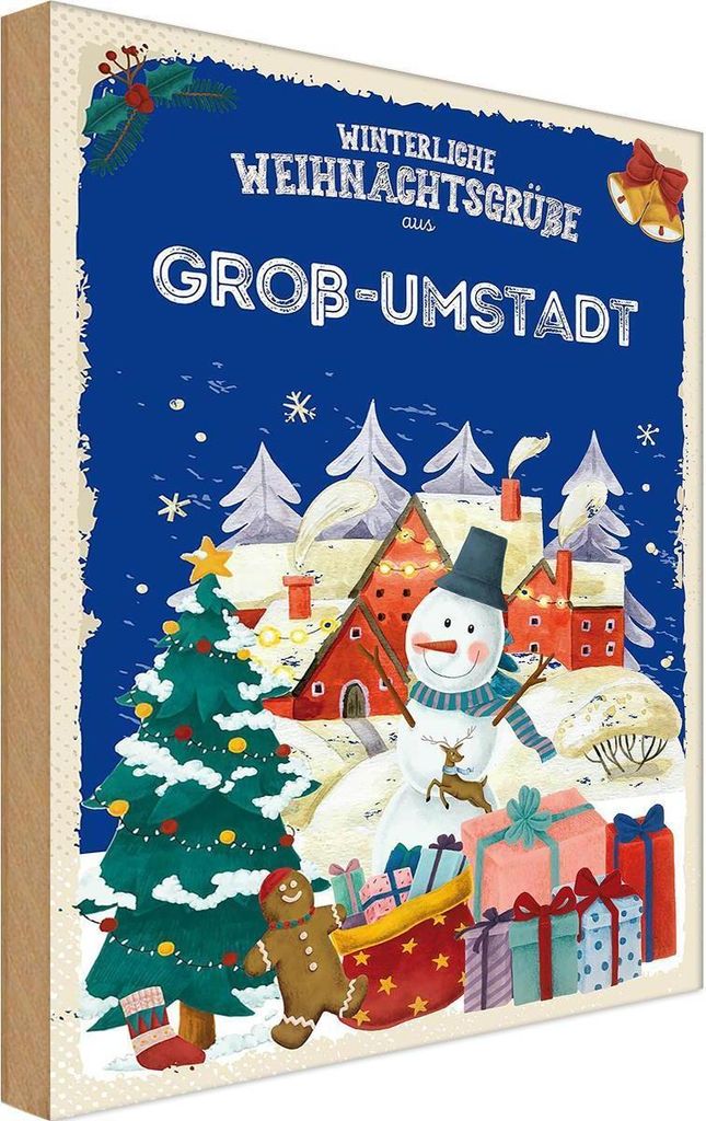 vianmo Holzschild 18x12 cm Weihnachtsgrüße GROß-UMSTADT Weihnachten