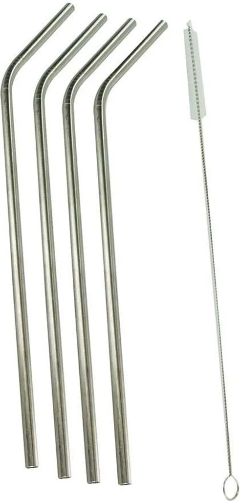 Pailles en acier inoxydable incassables et brosse - Finition Argentée