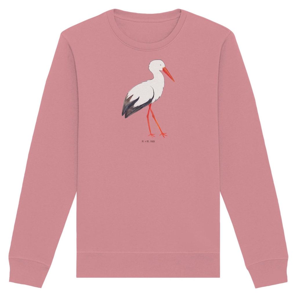 Mr. & Mrs. Panda Baumwoll Sweatshirt Storch Größe XL - Canyon Pink - Geschenk, Störche, Mütter, Baby, Sweater, Lustige Sprüche, Schwangerschaf...