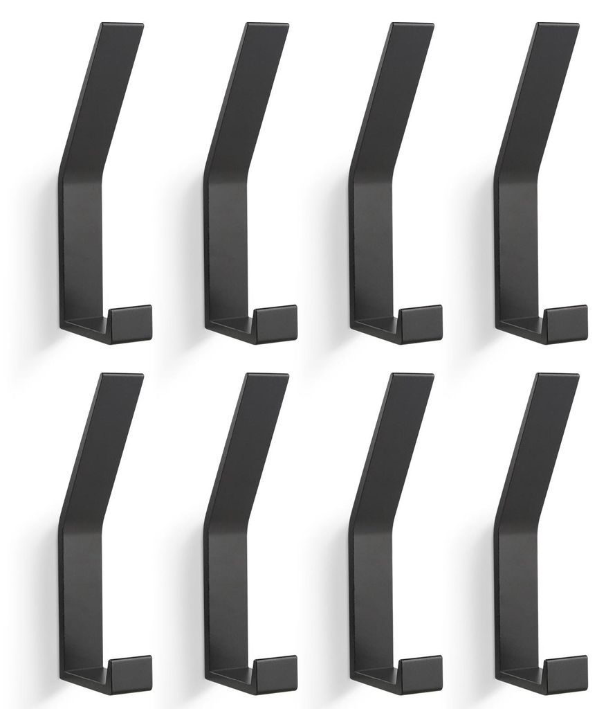 8-teiliges Set schwarzer Kleiderhaken, Wandhaken für Kleiderschränke, moderne Garderobe, Handtuchhaken zur Bohrmontage, für Jacken, Mäntel, Kle...