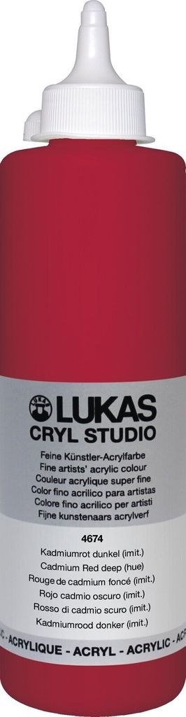 Lukas Cryl Studio Plastic Bottle Acrylfarbe Cadmium Red Deep Hue 500 ml 1 stk