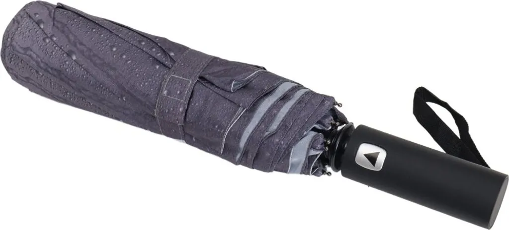 Ombrello tascabile telescopico con copertura protettiva ø100 cm con motivo a goccia Grigio antivento