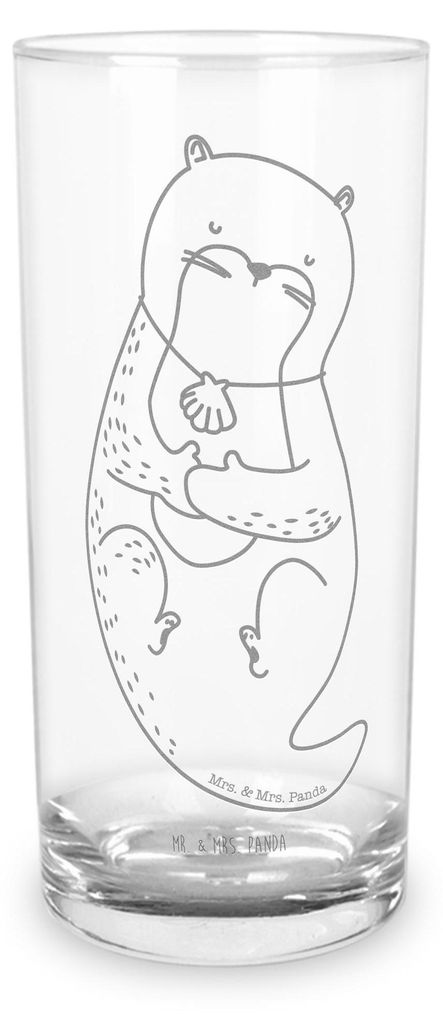 Mr. & Mrs. Panda Glas Otter Muschel 400 ml - Transparent - Geschenk, Büro, Glasbecher, Motivation, Süß, Tumbler, Longdrinkglas, Wasserglas, Cock...