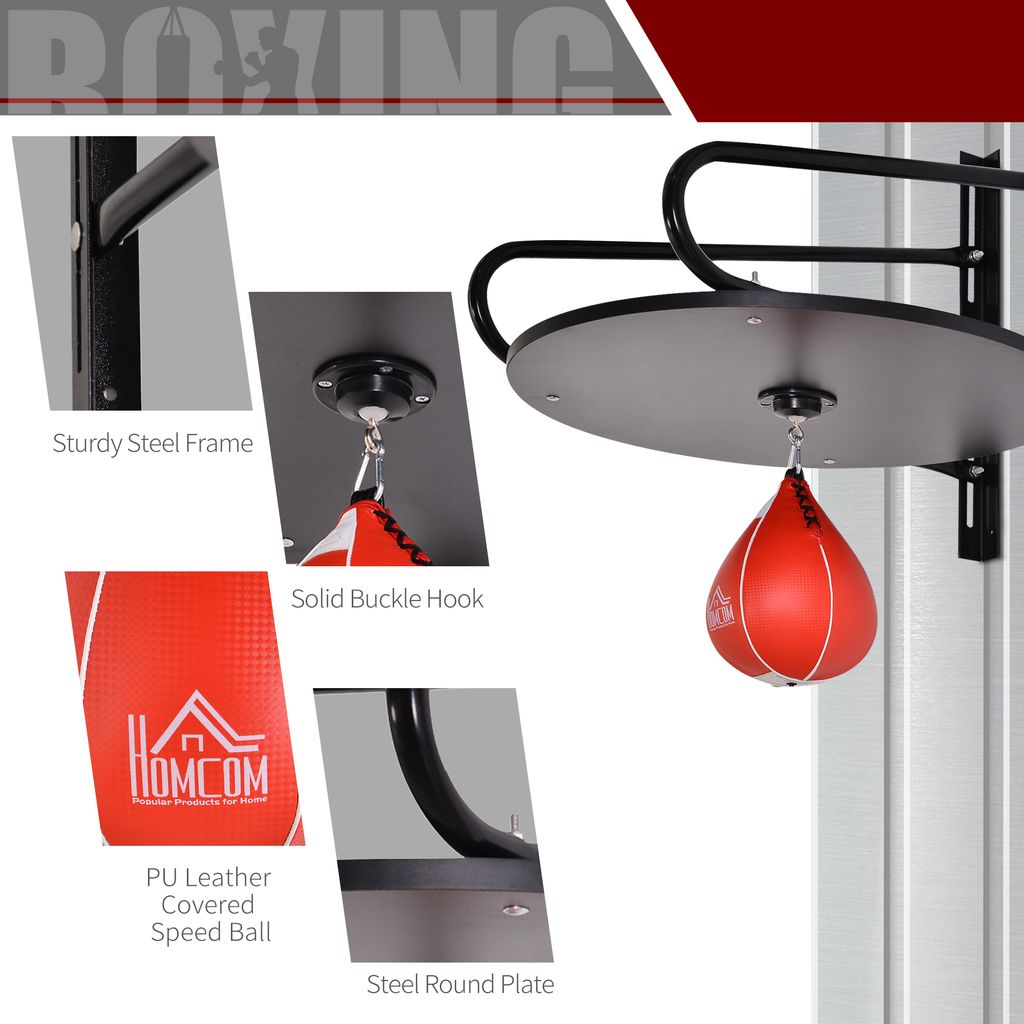 Sac De Boxe Speed Ball Mural 60x60cm – Pivotant 360°, Hauteur Réglable, Avec Ballon En PU, Pour Maison Et Salle De Sport