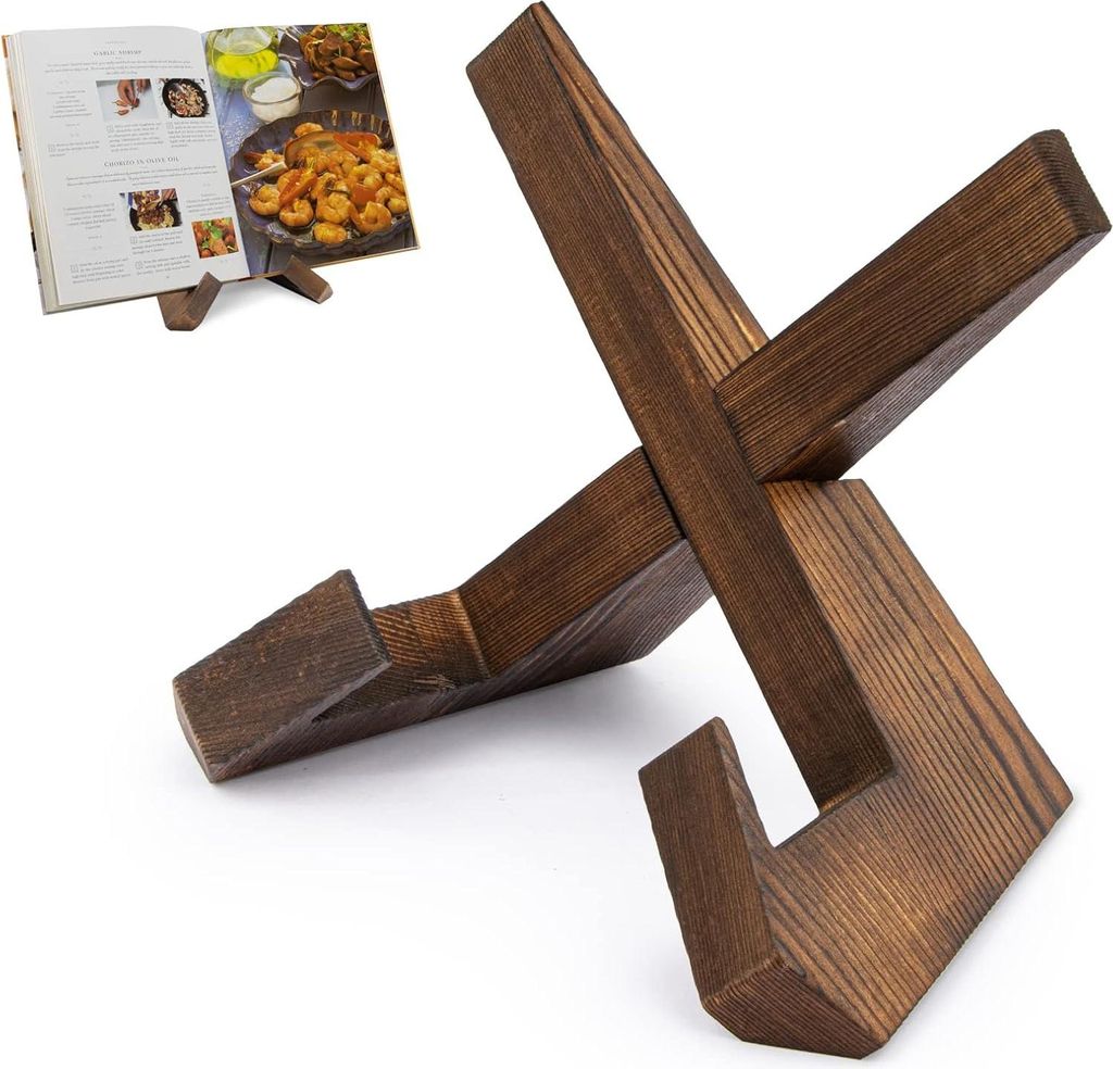 Rezeptbuchständer für die Küche, Holzkochbuchhalter für Displayständer, Kochbuchständer im Landhausstil zum freihändigen Lesen, rustikaler R...