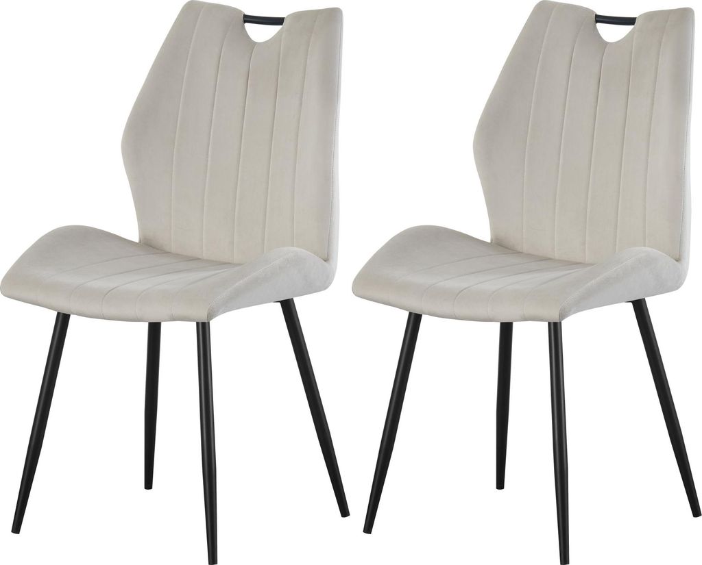 xonox.home Stuhl 2er Set Christin Velouroptik creme (B/H/T): 52 x 75 x 58 cm