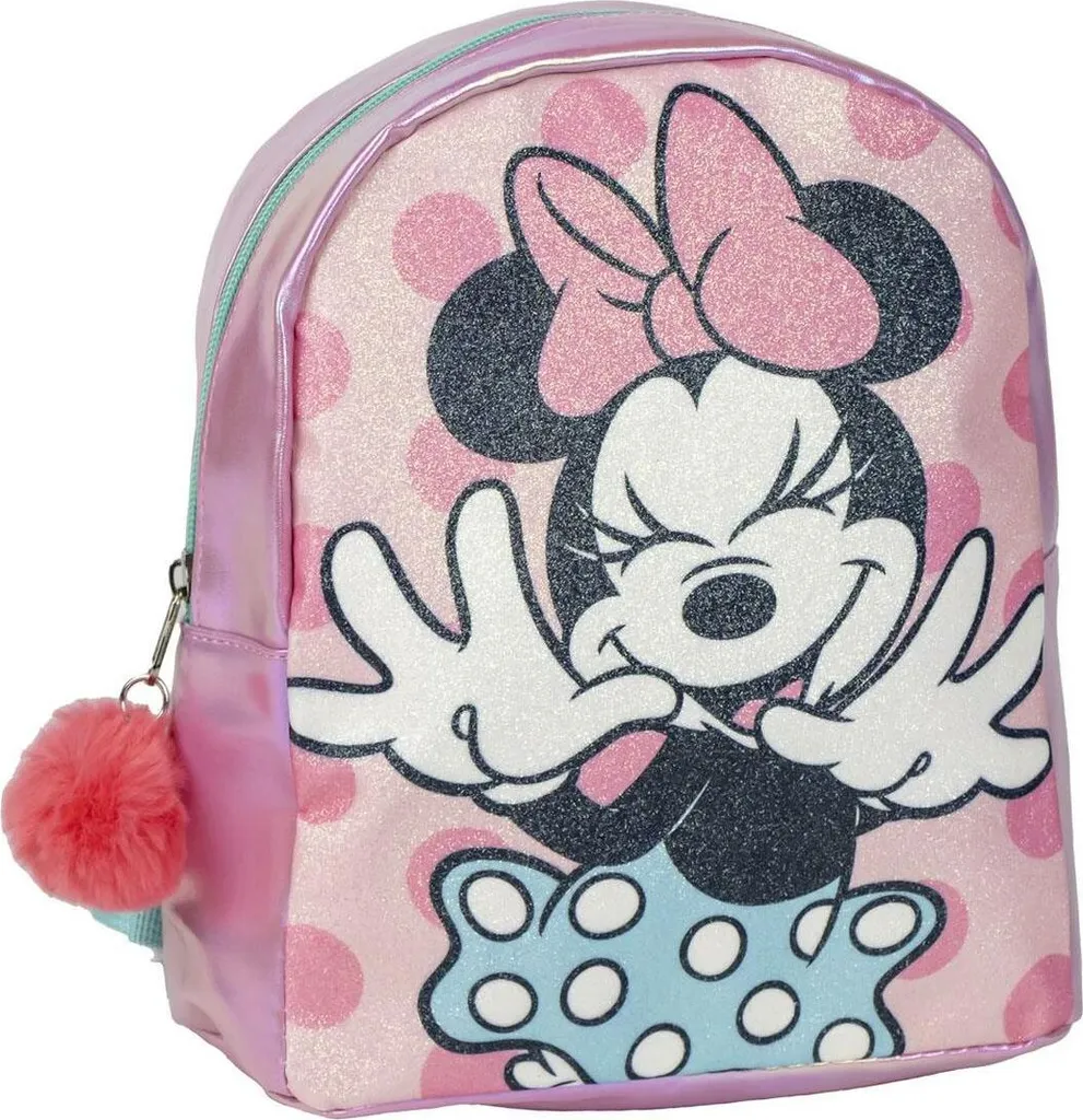 Petit sac à dos scolaire Minnie Mouse holographique pailleté 23 cm