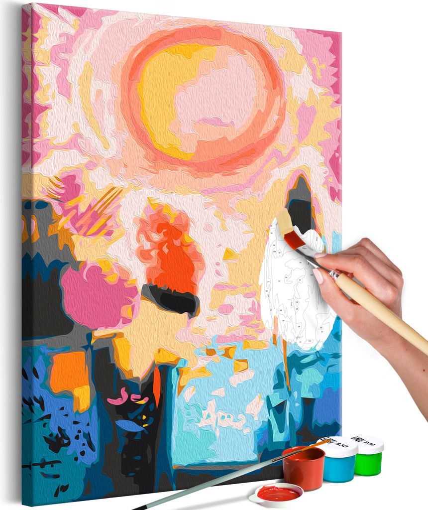 Vlies Malen nach Zahlen - Dreamlike Sunset 40x60 cm Abstrakt n-A-1675-d-a