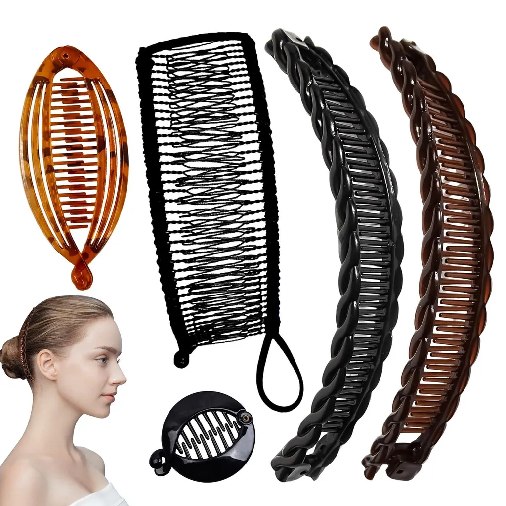 Attaches cheveux anti-glisse barrettes bananes pour cheveux bouclés