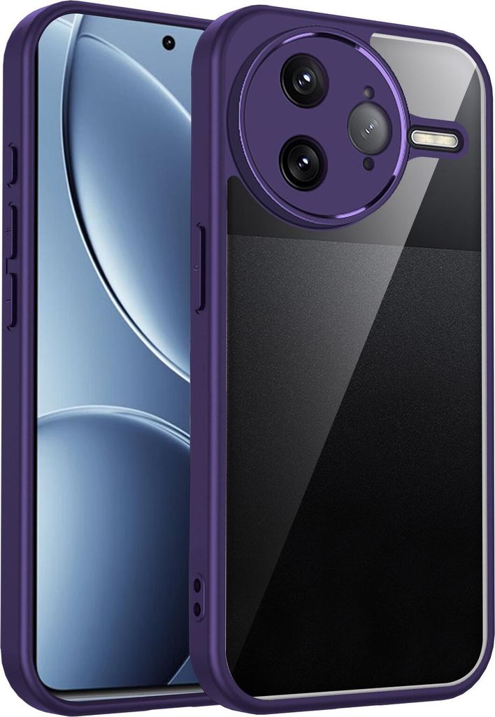 Hülle für Xiaomi Poco F7 Ultra/Redmi K80 Pro Transparente Rückseite TPU Bumper Stoßfest Handyhülle Lila