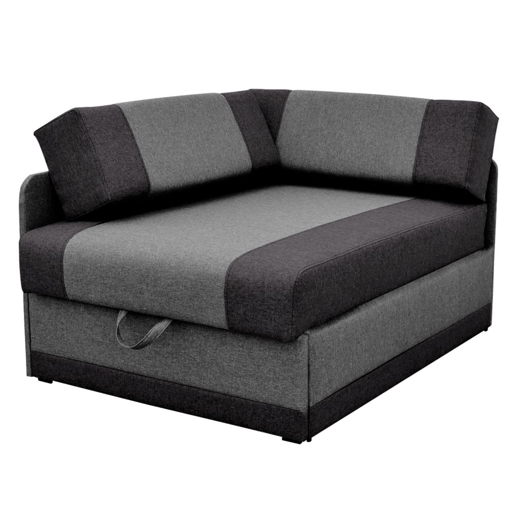 A corner sofa bed with storage.