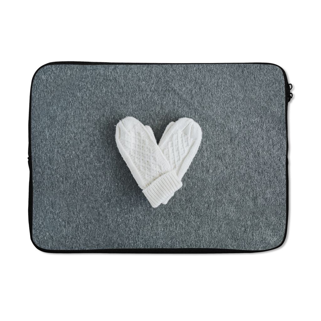 MuchoWow Laptop Hülle 13 Zoll Winter - Handschuhe - Herz Laptoptasche - Laptophülle - Sleeve - Rundumschutz
