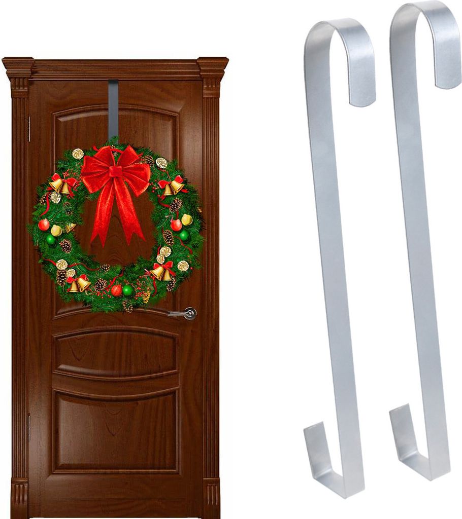 2 Stück Weihnachtskränze Türhaken, Kranz Aufhänger Türhaken, Weihnachtskranz Haken, Haken Tür Einhängen, für Hängend Halloween Weihnachts ...