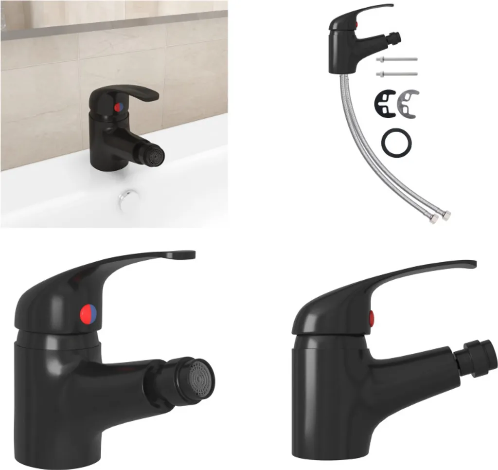 vidaXL Rubinetto miscelatore bidet bagno nero 13x12 cm - Rubinetto acqua - Rubinetti acqua - Rubinetto miscelatore - Rubinetti miscelatori
