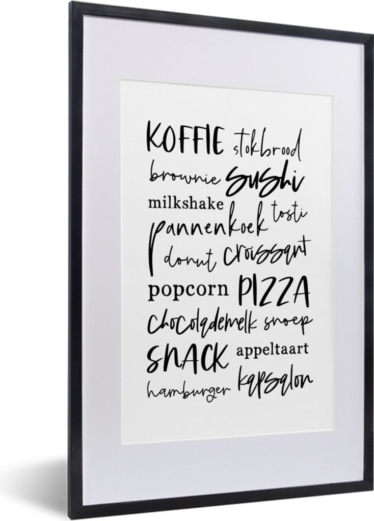 MuchoWow Gerahmtes Poster Küche - Essen - Zitate 40x60 cm - Poster mit Schwarzem Bilderrahmen Wandposter Rahmen Foto Bilder - Poster in Rahmen