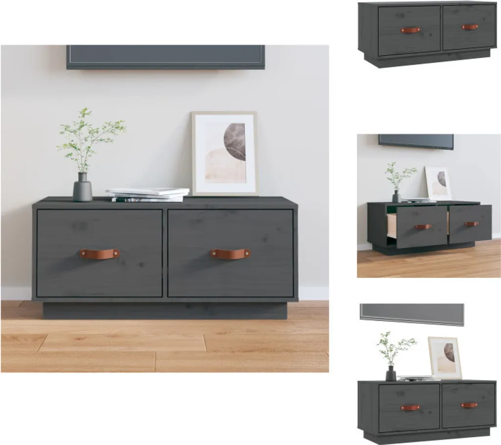 vidaXL Mobile TV grigio 80x34x35 cm in legno di pino massiccio - Mobili TV
