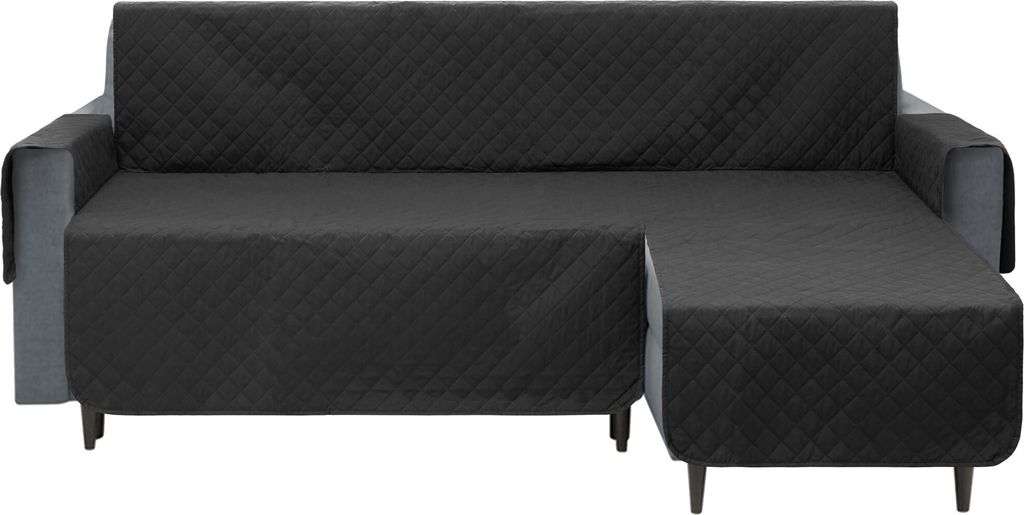Ecksofa Schutz Abdeckung, Sofabezug, Gesteppt, Reversible, Stabil, Schutz vor Verschmutzung durch Hund, Kind,mit Tasche, Schwarz, Link Ecksofa 200 cm