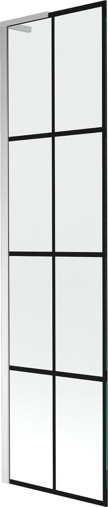 Mexen Next L Badewannenfaltwand 1-flügelig 50 x 150 cm, schwarzes Muster, Chrom - 895-050-000-03-77-01