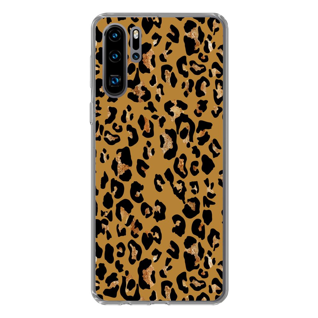 MuchoWow Handyhülle Schutzhülle Hülle für Huawei P30 Pro Pantherdruck - Gelb - Gold Silikon Softcase Handy Hülle - Schutzdeckel