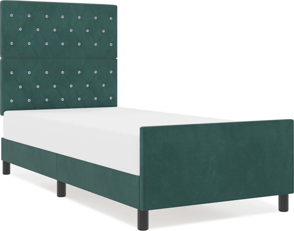 Möbel Bettgestell Dunkelgrün 100x200 cm Samt - Klassische Betten 3344858