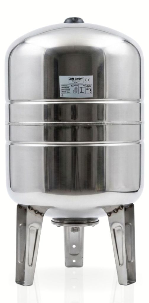 CHM GmbH® 100 L Membrankessel vertikal, Edelstahltank, Produktbild 