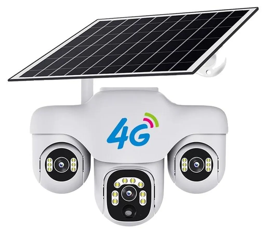 Caméra de sécurité 4G à trois objectifs et audio bidirectionnel Full HD