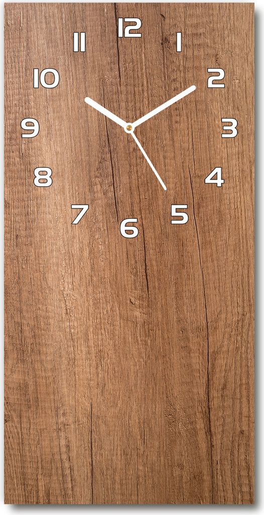 Wanduhr aus Glas – 30x60 cm - Glasbild - Glasuhr - Gehärtetes Glas -Hölzerner Hintergrund