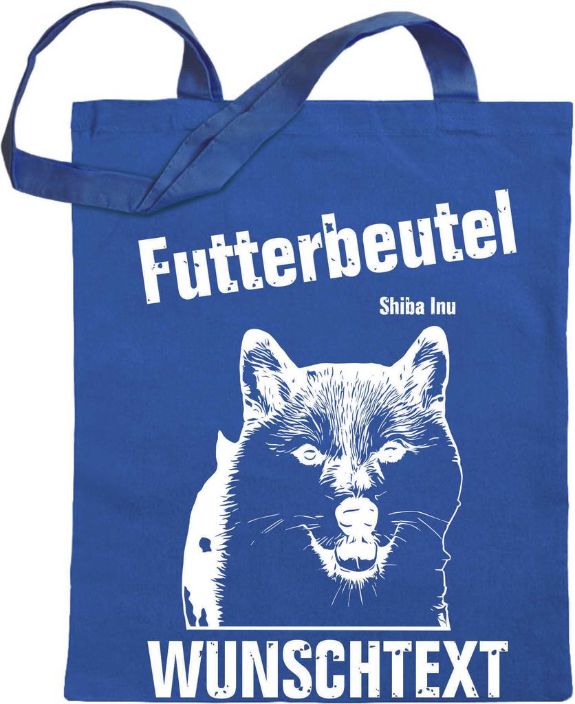 Kiwistar Futterbeutel - Shiba Inu - Einkaufsbeutel Wunschtext mit Motiv Hund - Jutebeutel bedruckt - Tragetasche Stoffbeutel Umhängetasche Langer ...