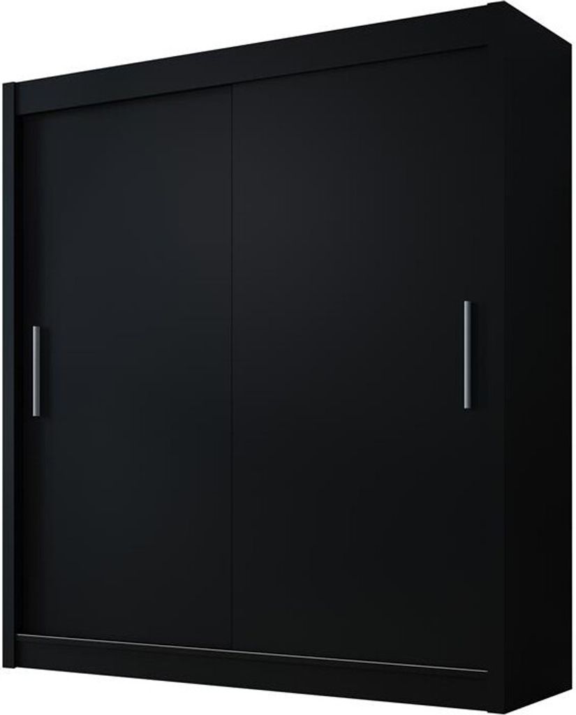 Easy4You D1 180 cm Schwarz Schiebetüren Kleiderschrank 180x215x58 cm Schlafzimmermöbel, Aufbewahrung - Mehrzweckschrank - Farbe: Schwarz