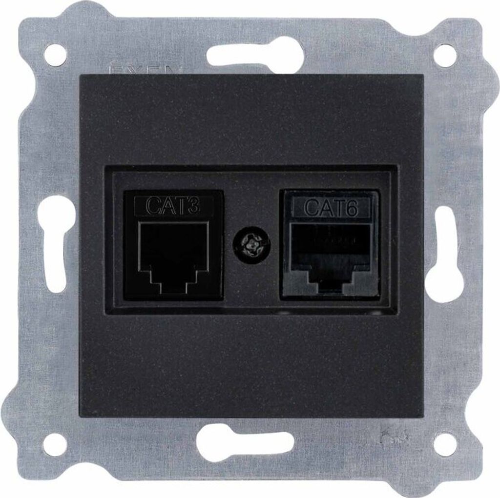Kat.6 Computer + Telefonanschluss Schwarz Metallic 256/14E EXEN