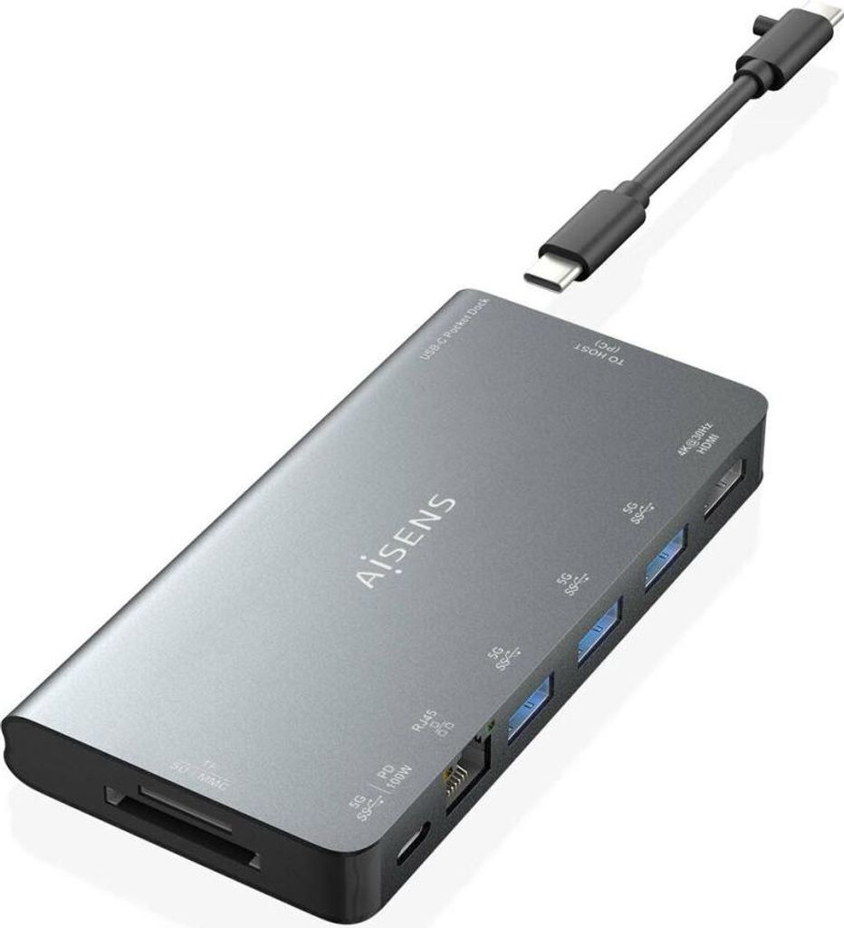 Hub USB Aisens ASUC-8P015-GR Grau (1 Stück)