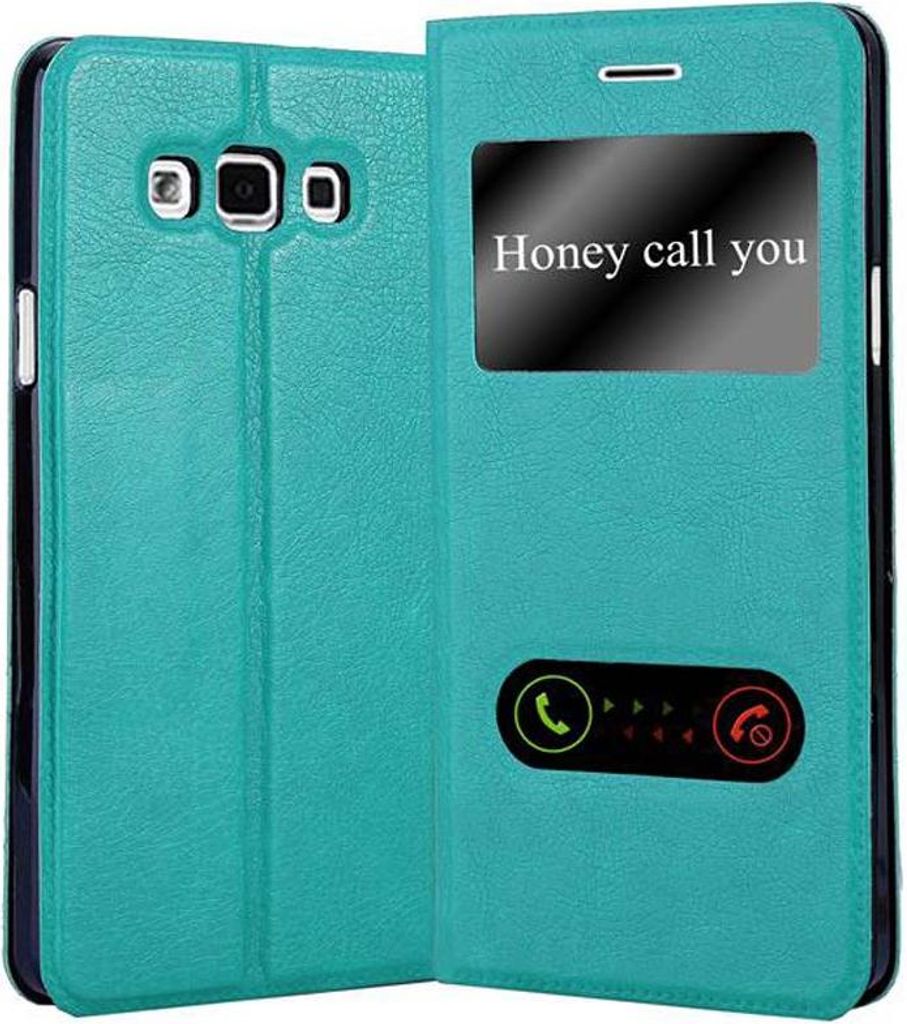 Cadorabo Schutzhülle für Samsung Galaxy A7 2015 Hülle in Türkis Handyhülle Book Case Cover Etui