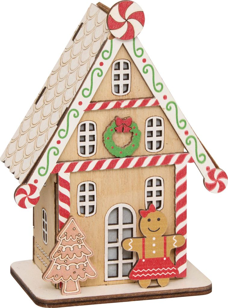 LED-Weihnachtslaterne, Lebkuchenhaus, 15 cm
