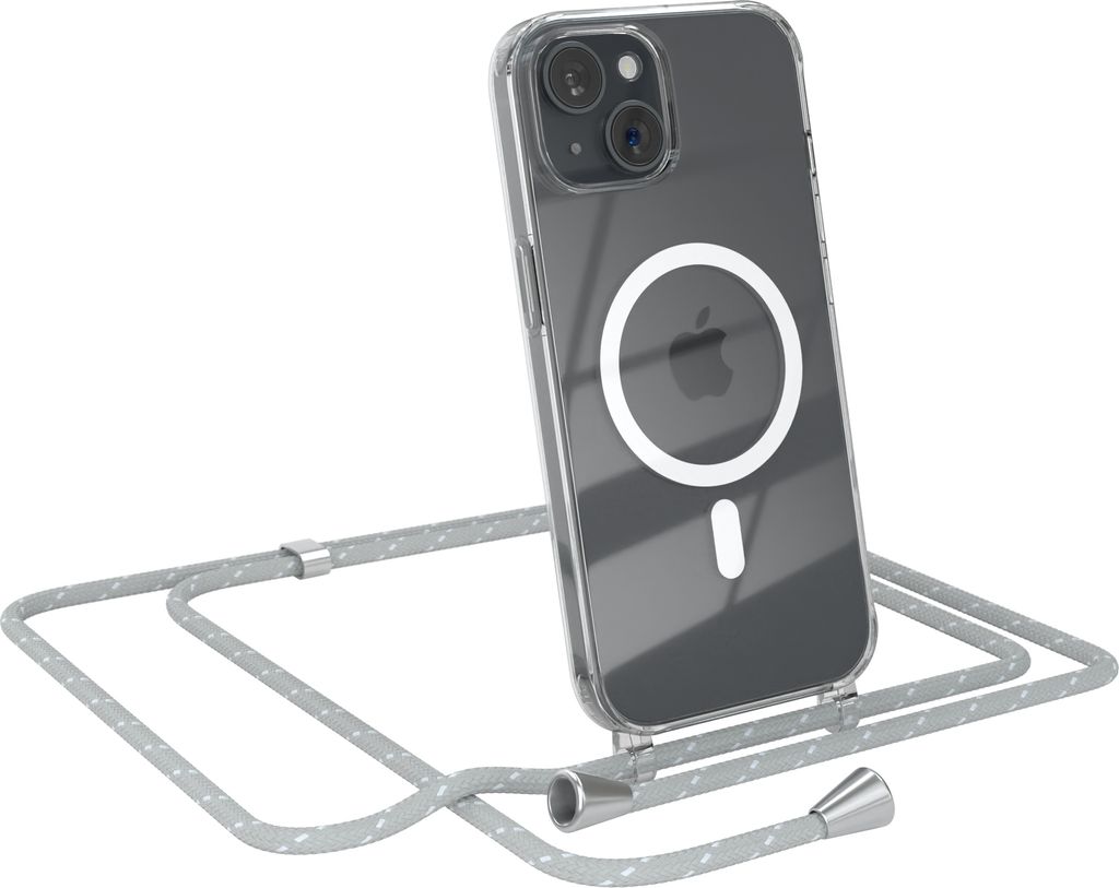 EAZY CASE - Handykette kompatibel mit Apple iPhone 15 Kette zum Umhängen Stoßfest Handyhülle für Apple iPhone 15 Silikon Hülle mit Band Handyt...