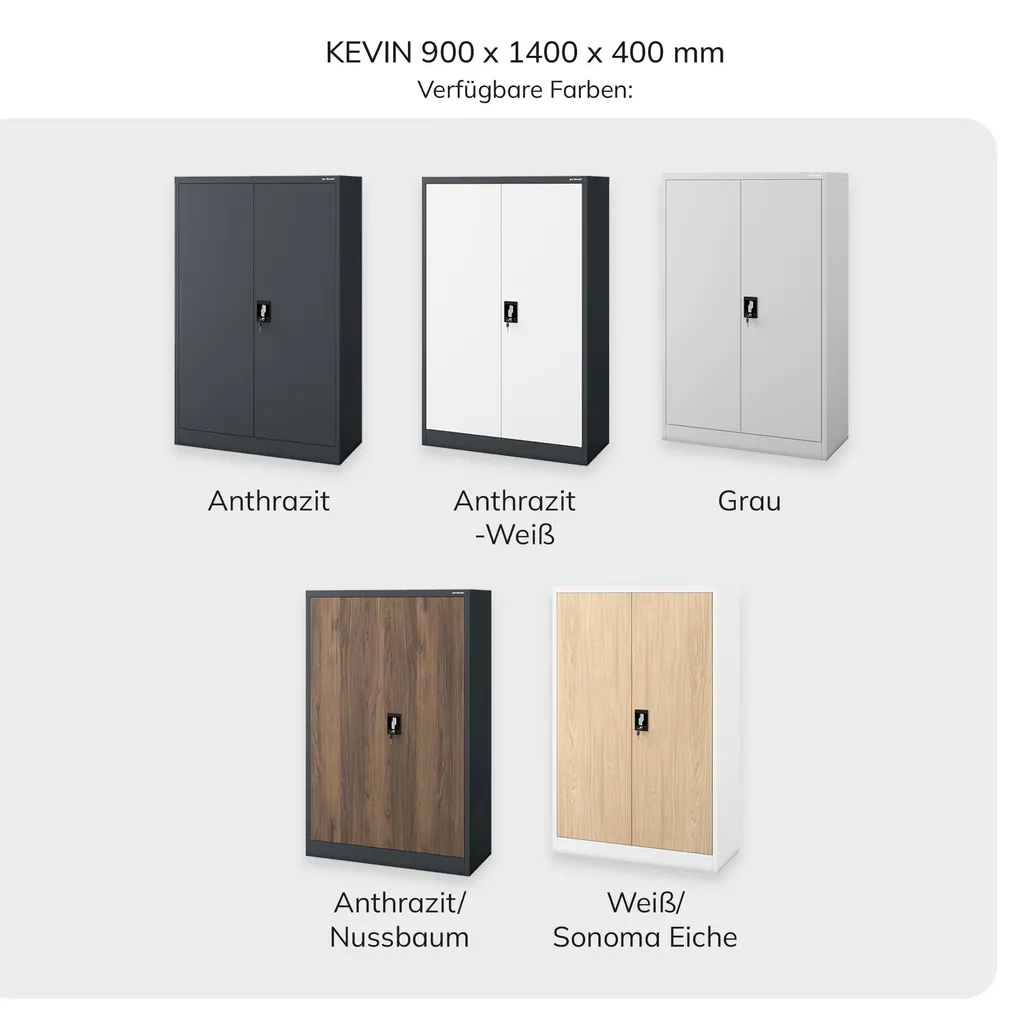 Armoire de bureau en acier anthracite et blanc dimensions 140x90x40 cm