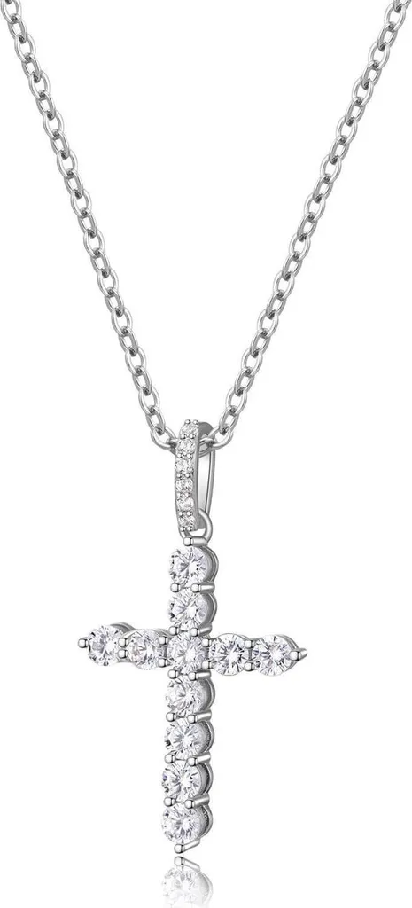Pendente Croce Donna Argento 925 e Zirconi - Collana Catena Oro Elegante