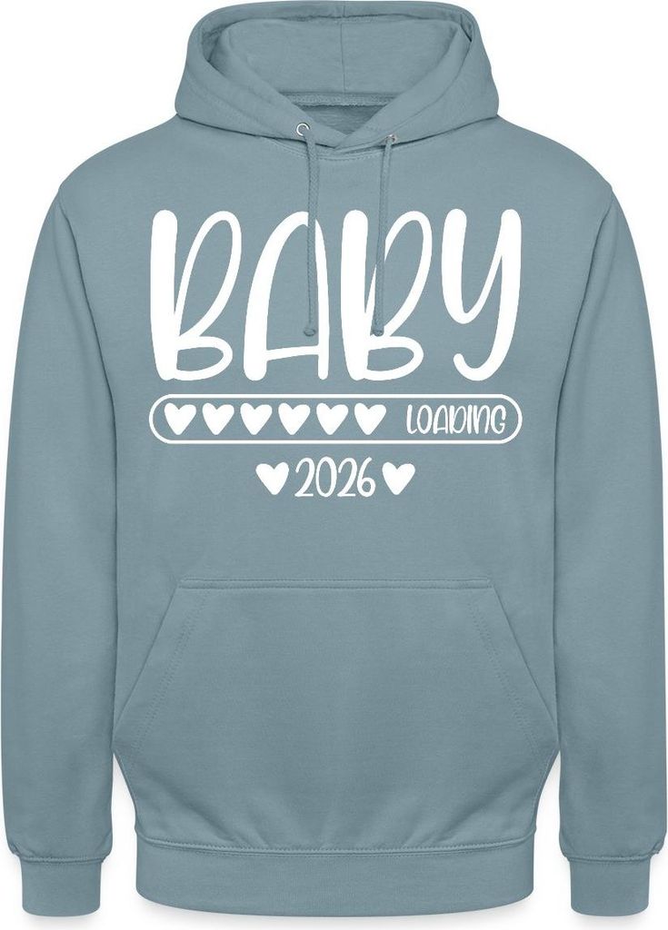 Spreadshirt Baby 2026 loading Uni Hoodie, L, Nebelblau