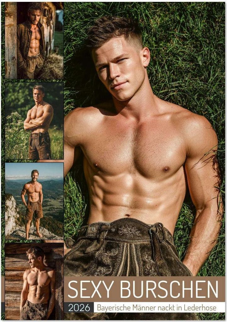 SEXY BURSCHEN - Bayerische Männer nackt in Lederhose (Tischkalender 2026 DIN A5 hoch), CALVENDO Monatskalender