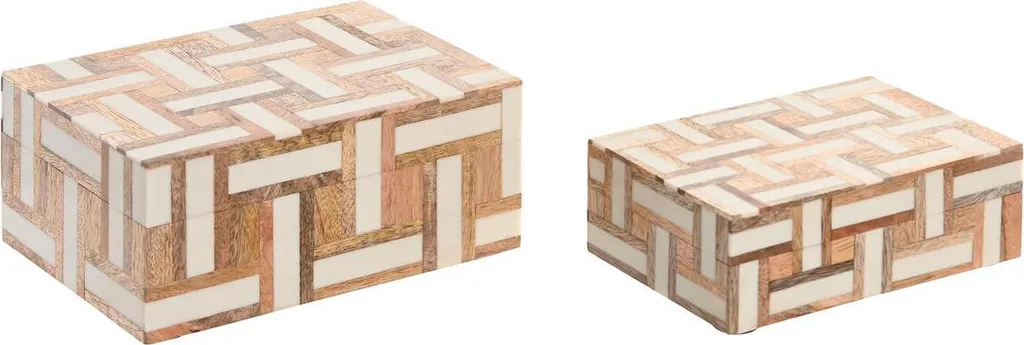 Boîte à bijoux en résine naturelle et bois de manguier blanc Home ESPRIT