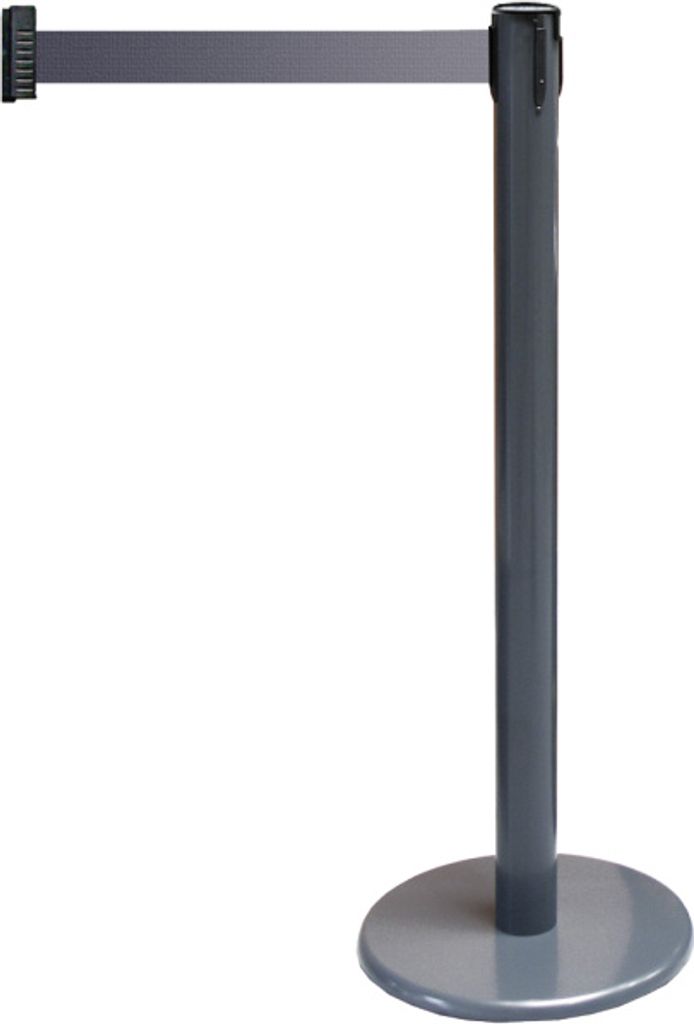 Gurt-Absperrpfosten GLA 45 anthrazit, Stahl, 1000 mm Höhe, Gurt 2,3 m rot