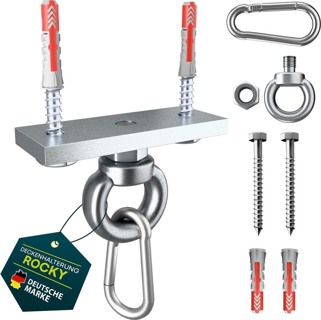 Deckenhalterung Rocky 180 kg Verzinkt für Boxsäcke & mehr - Ideal als Aufhängung für Hängesessel, Yogatuch, Sonnensegel Befestigung usw.