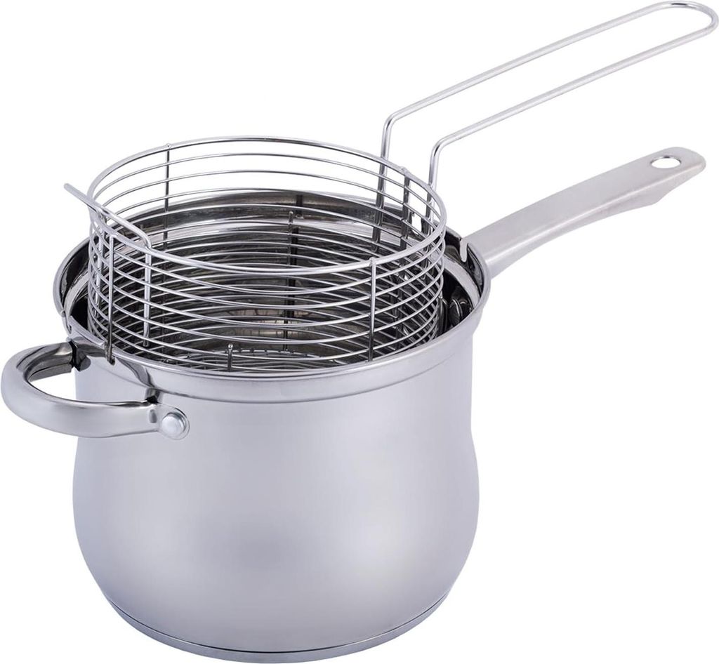 Fritteuse 3,5 Liter mit Frittierkorb und Glasdeckel, geeignet für Induktion