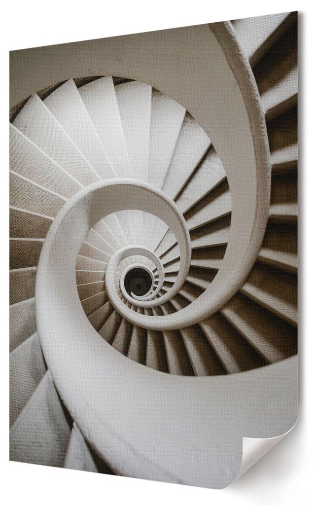 Wendeltreppe- Kunstdruck A1 (59x84 cm) - Minimalistisch, Modern- Wandbild für Wohnzimmer Schlafzimmer & Flur, Modernes Poster Wanddeko, Ungerahmt