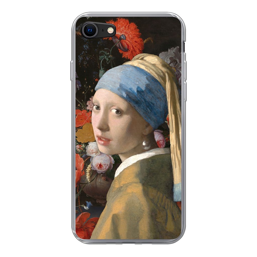 MuchoWow Handyhülle Schutzhülle Hülle für iPhone SE 2022 Malerei - Blumen - Regenbogen Silikon Softcase Handy Hülle - Schutzhülle