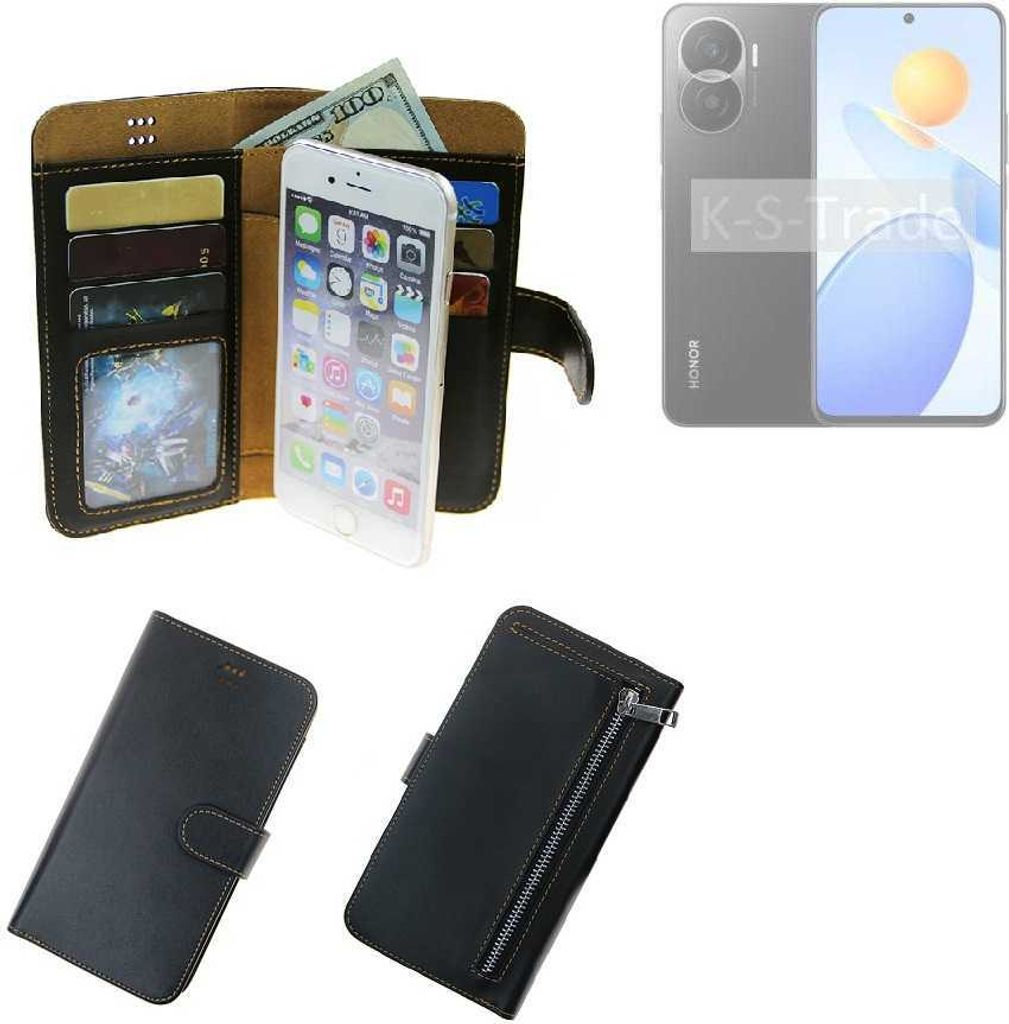 K-S-Trade Schutz Hülle kompatibel mit Honor Play 7T Pro Klapphülle Case Phone cover Slim Handytasche Handy Hülle schwarz aus Kunstleder (1 Stk)