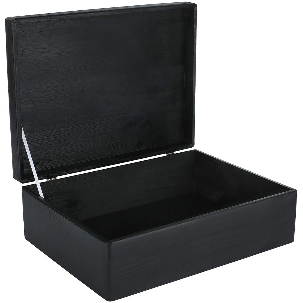 Creative Deco XL Zwarte Houten Doos met Deksel Opbergdoos, Productafbeelding 