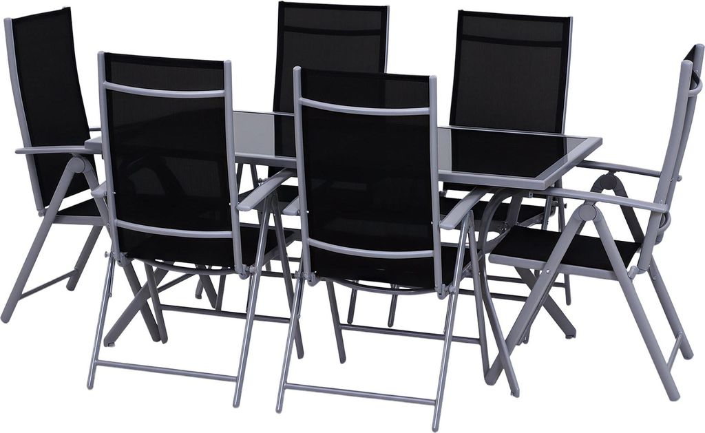 Sitzgarnitur für 6 Personen Sitzgruppe Gartengarnitur Gartenset Gartenmöbel Alu