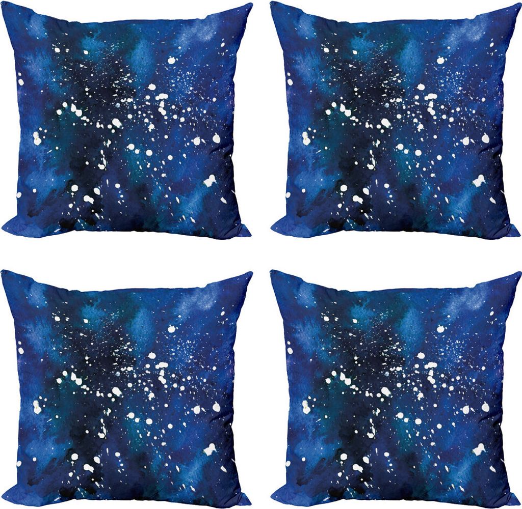 ABAKUHAUS Indigo Kissenbezug Set (4 Stück), Grunge Raum-Thema-Kunst, Moderner Doppelseitiger Digitaldruck, 40 cm x 40 cm, Blassblau Dunkelblau