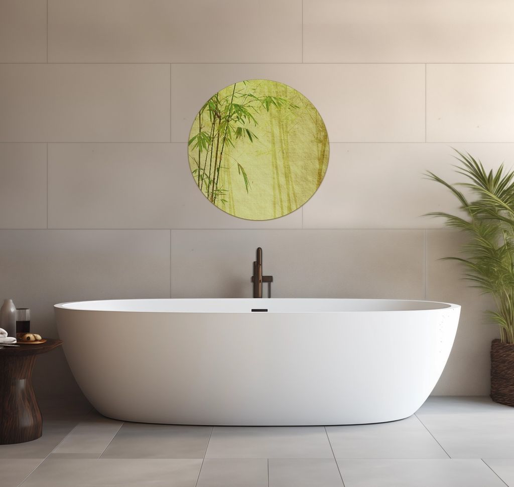 Wallario wasserfestes Poster selbstklebend 60 x 60 cm, Antiker Bambus, Badezimmerposter Spritzschutz mit Hochglanzoberfläche in Glasoptik